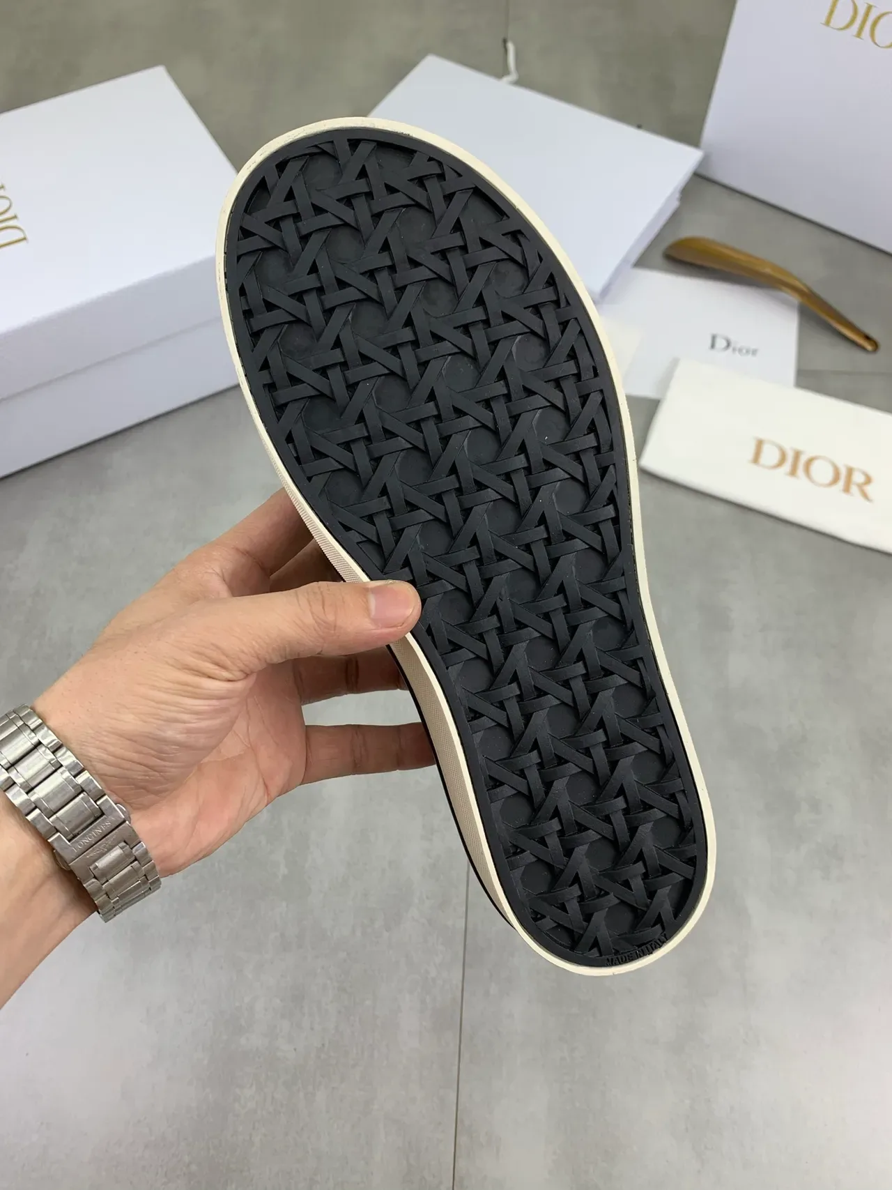 Dior Noir Beige Tissu Jacquard Slip-On Lifestyle Sneakers 3