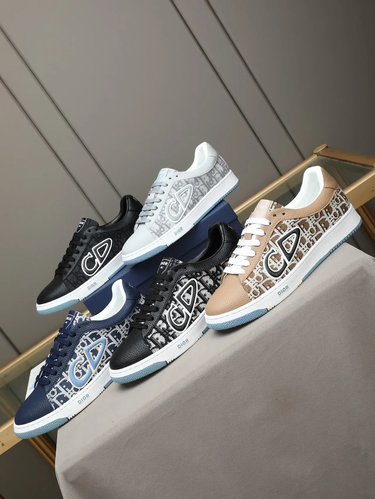 Dior Sneakers Lifestyle Noir Bleu Oblique Jacquard Supérieur CD Logo Overlay 2