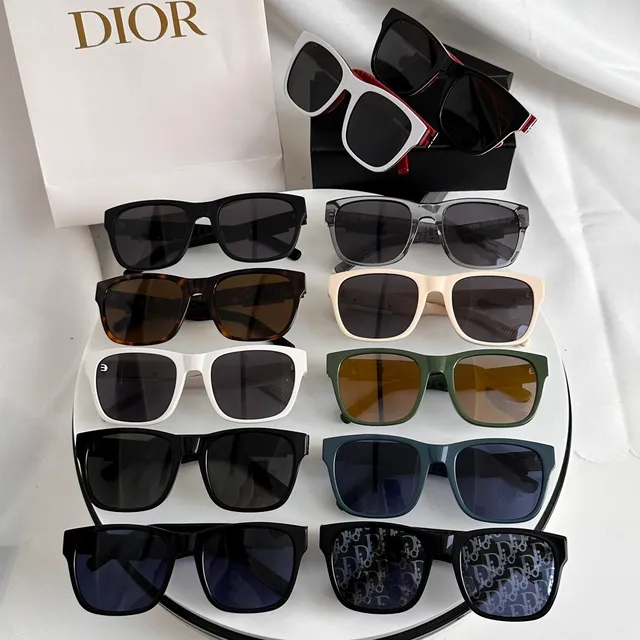 Dior Black Blue Rectangular Frame Acetate Construction Sunglasses 4