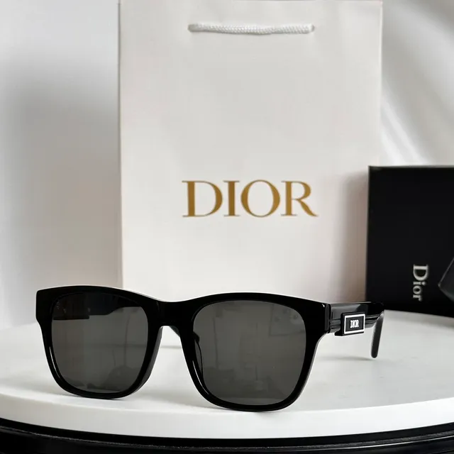 Dior Black Blue Rectangular Frame Acetate Construction Sunglasses 8