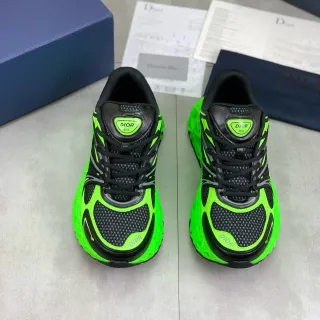 Dior Black Green Sculpted Sole Neon Accent Panels Chunky Sneakers