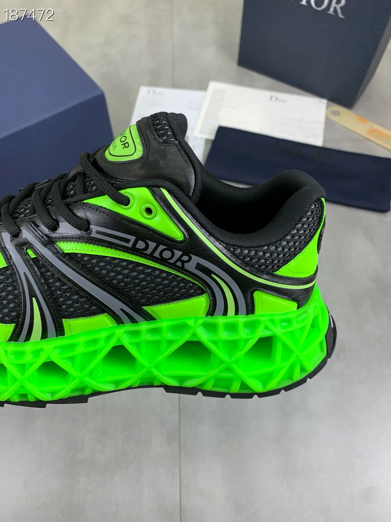 Dior Black Green Sculpted Sole Neon Accent Panels Chunky Sneakers 3