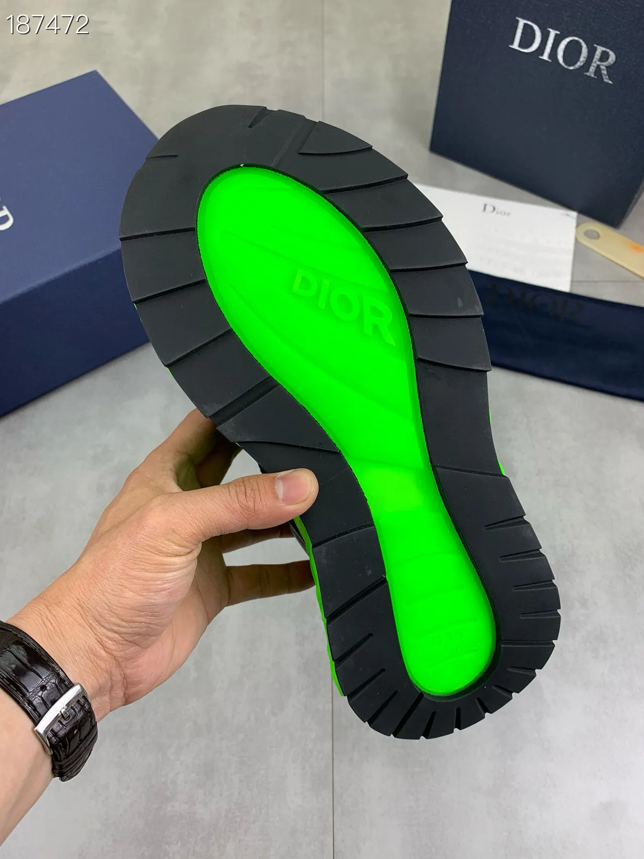 Dior Black Green Sculpted Sole Neon Accent Panels Chunky Sneakers 4