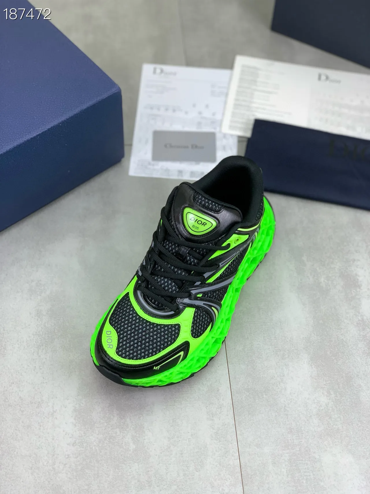 Dior Black Green Sculpted Sole Neon Accent Panels Chunky Sneakers 7