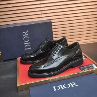 Dior Black Polished Cap-Toe Oxford Shoes
