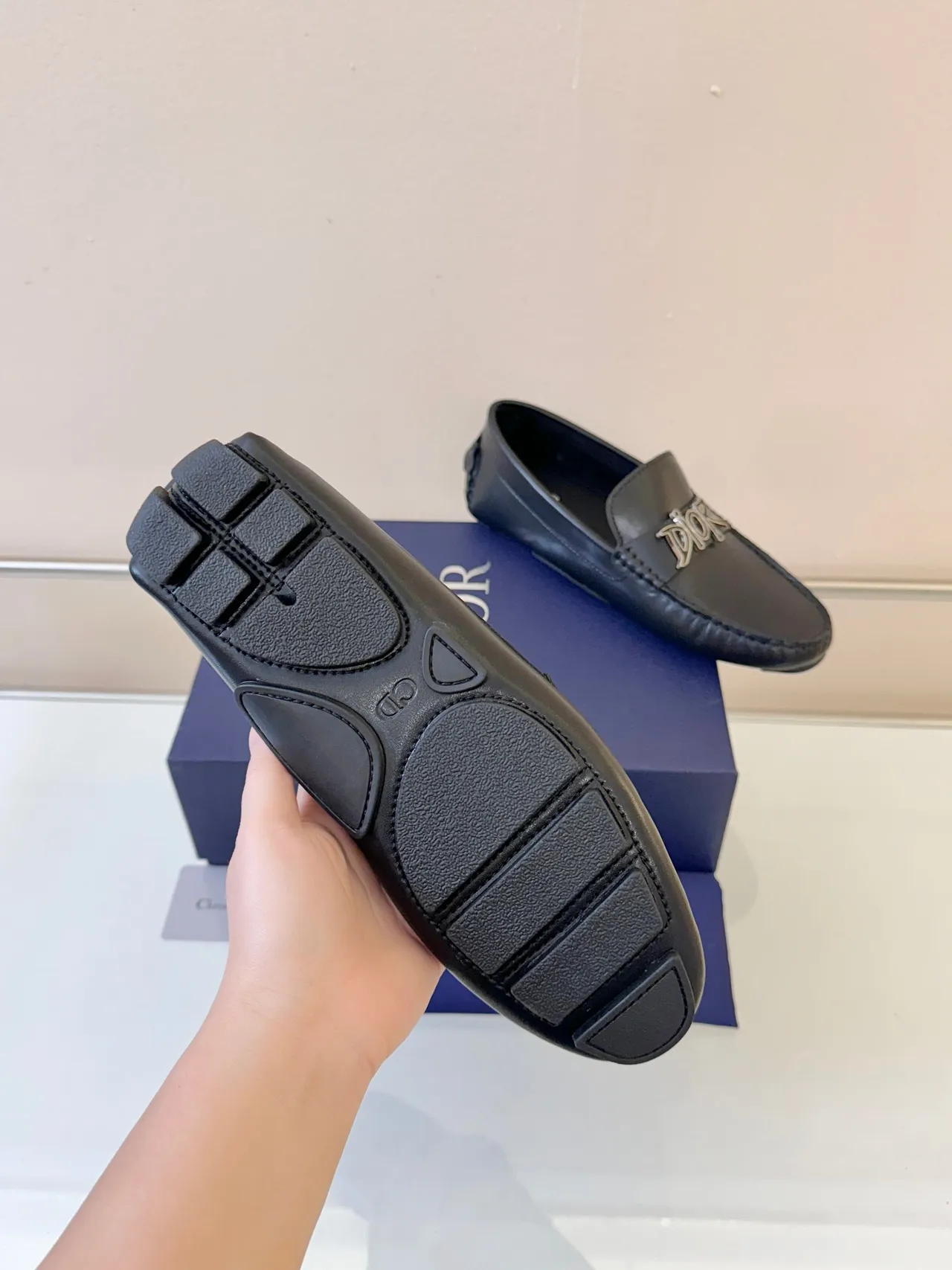 Dior Black Silver Leather Metal Logo Detail Loafer 5