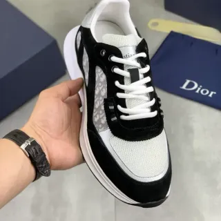 Dior Black White Chunky Sole Mixed-Material Upper Lifestyle Sneakers