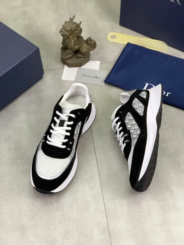 Dior Black White Chunky Sole Mixed-Material Upper Lifestyle Sneakers 5