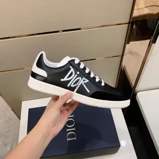 Dior Black White Low-Top Script-Logo Side Print Lifestyle Sneakers