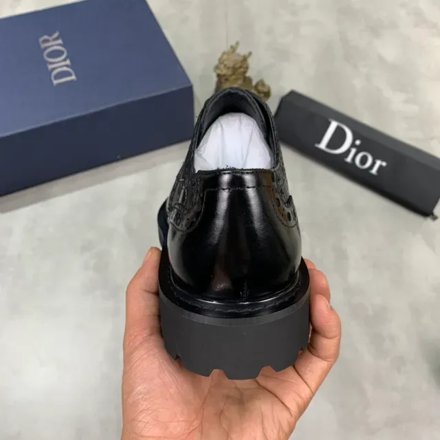 Dior Black Wingtip Patent And Textured Leather Brogue 4