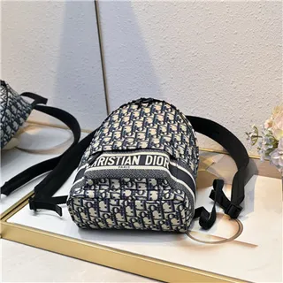 Dior Book Tote Mini Backpack Navy Oblique Monogram Casual Backpack 4