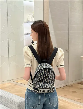 Dior Book Tote Mini Backpack Navy Oblique Monogram Casual Backpack 12