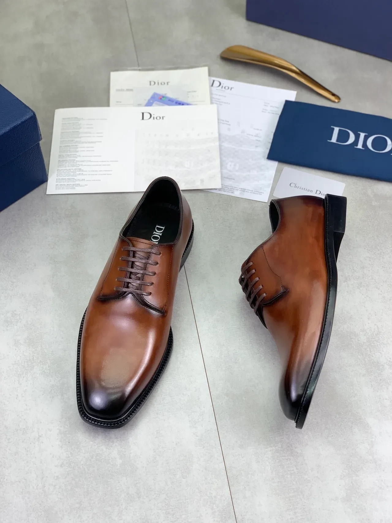 Dior Brown Cap-Toe Oxford Shoes 4