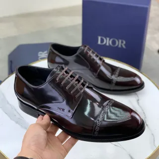 Dior Burgundy Black Patent Leather Cap-Toe Oxford Shoes