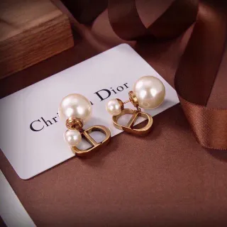 Dior CD Motif Double Pearl Earrings