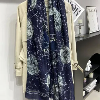 Dior Constellation Azul Marino Impresión Celestial Motivo Astronómico Pañuelo de Seda