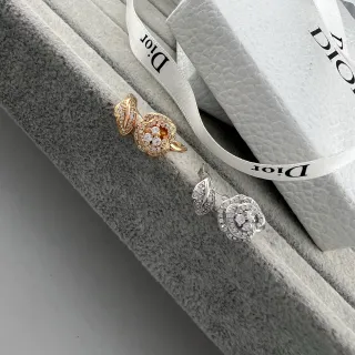 Dior Floral Pavé Ring Gold Silver Motif Crystal Setting Ring