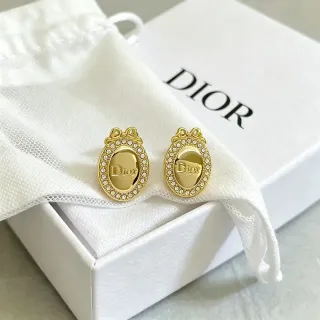 Dior Gold-Tone Crystal Halo Bow Stud Earrings