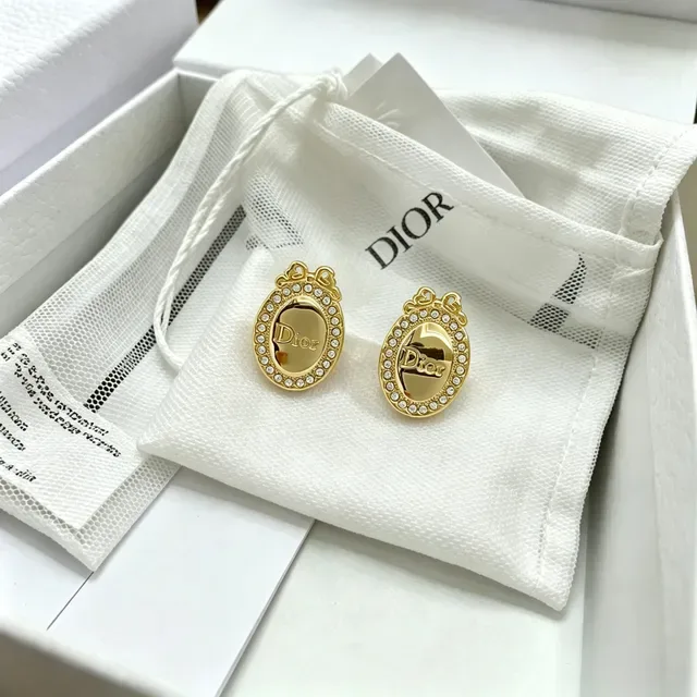 Dior Gold-Tone Crystal Halo Bow Stud Earrings 3