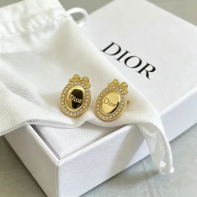 Dior Gold-Tone Crystal Halo Bow Stud Earrings 5