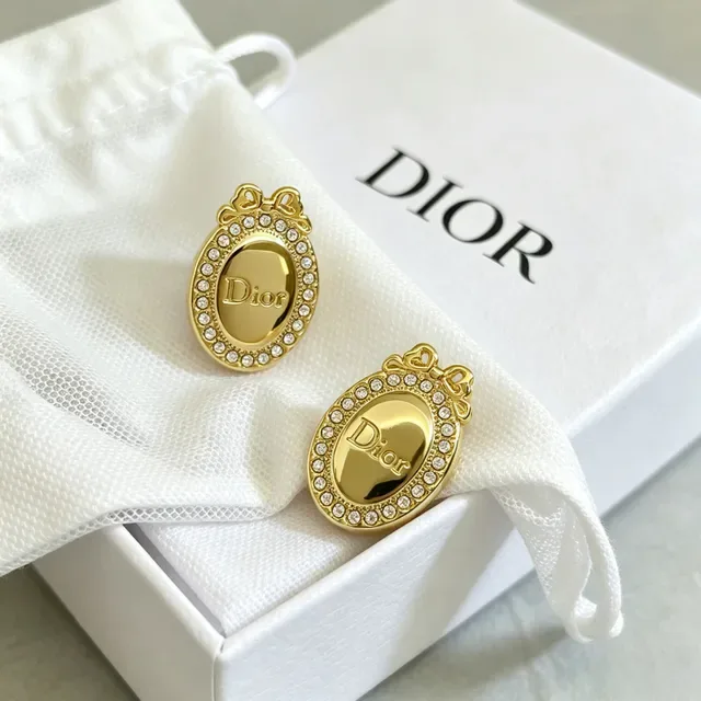 Dior Gold-Tone Crystal Halo Bow Stud Earrings 6