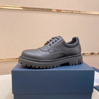 Dior Gray Moc-Toe Chunky Lug Sole Oxford Shoes