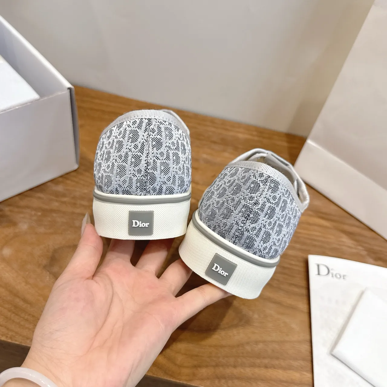 Dior Gray White Monogrammed Canvas Upper Low-Top Vulcanized Silhouette Lifestyle Sneakers 3