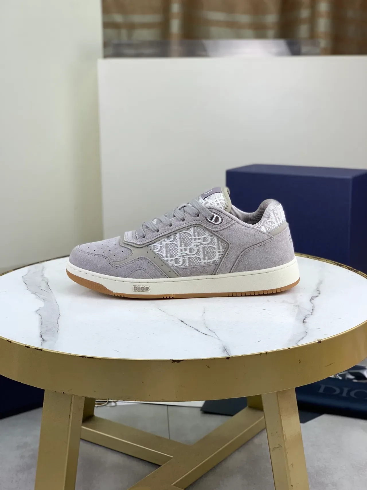 Dior Gray White Suede Upper Oblique Monogram Panel Lifestyle Sneakers 5