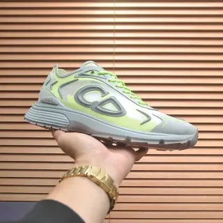 Dior Green Gray Oversized CD Monogram Layered Mesh-Synthetic Upper Lifestyle Sneakers