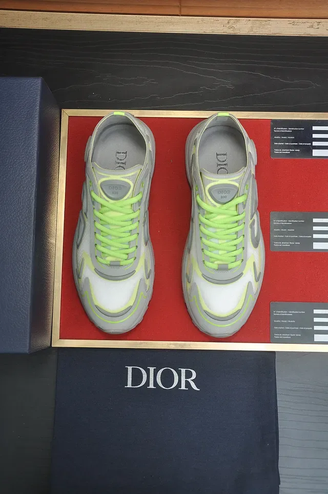 Dior Green Gray Oversized CD Monogram Layered Mesh-Synthetic Upper Lifestyle Sneakers 2