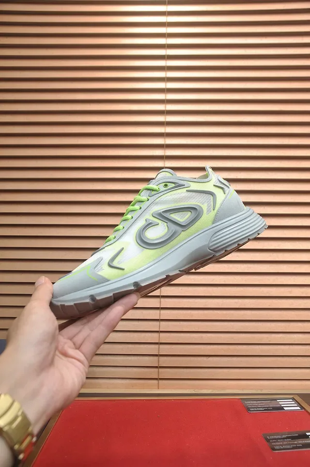 Dior Green Gray Oversized CD Monogram Layered Mesh-Synthetic Upper Lifestyle Sneakers 5