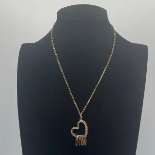 Dior Collier Pendentif Cœur Chaîne Or Argent