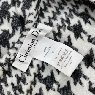 Dior Houndstooth Knitted Cashmere Scarf
