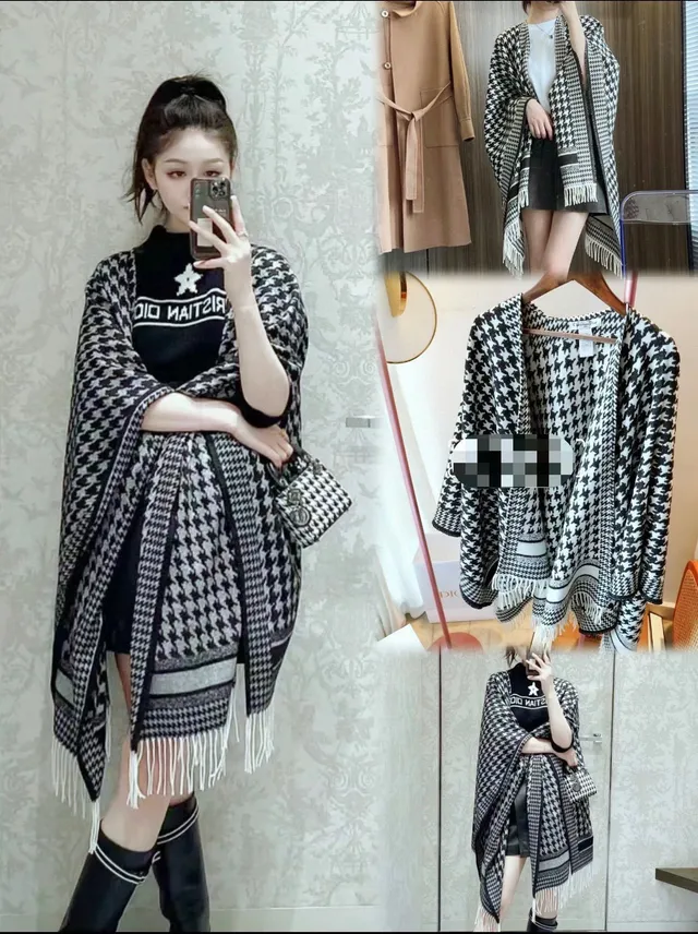 Dior Houndstooth Knitted Cashmere Scarf 3