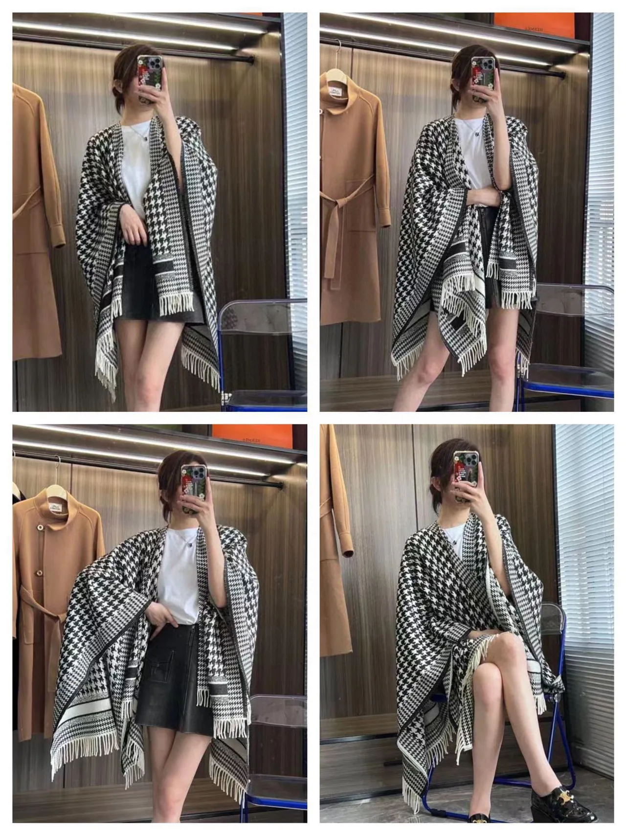Dior Houndstooth Knitted Cashmere Scarf 4
