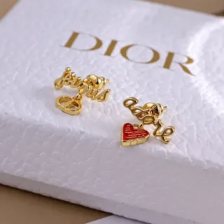 Dior Je t'aime Asymmetrical Gold-Tone Enamel Heart Earrings