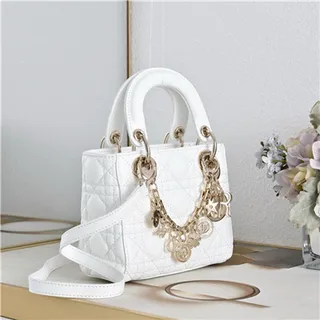 Dior Lady Dior Mini Light Blue Quilted Tote Bag 8