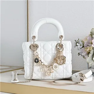 Dior Lady Dior Mini Light Blue Quilted Tote Bag 10