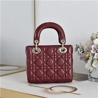 Dior Lady Dior Mini Light Blue Quilted Tote Bag 15