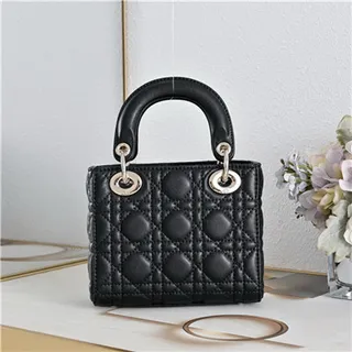 Dior Lady Dior Mini Light Blue Quilted Tote Bag 23