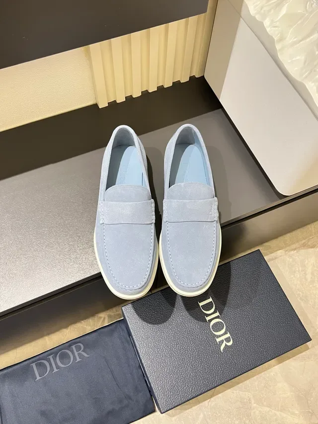 Dior Loafer Blue White Suede Upper Penny Strap Loafer 5