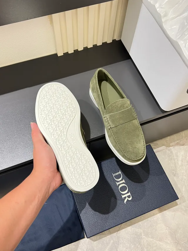 Dior Loafer Green White Suede Upper Contrast Sole Loafer 3