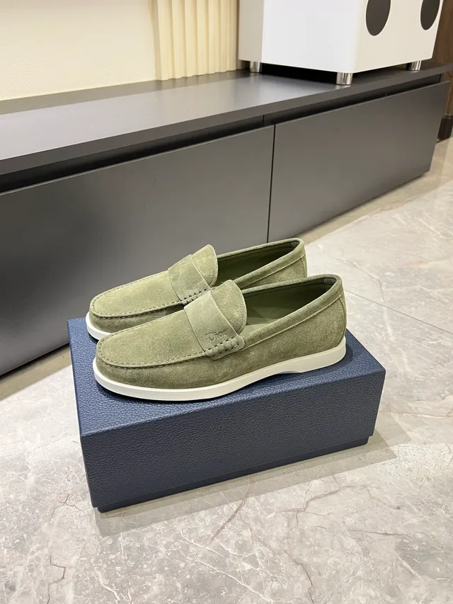 Dior Loafer Green White Suede Upper Contrast Sole Loafer 4