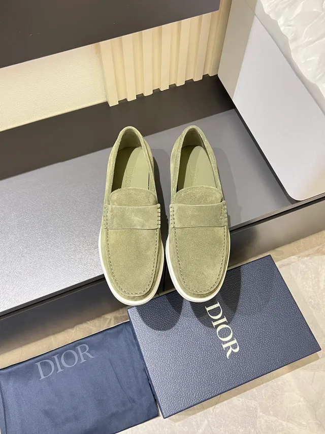 Dior Loafer Green White Suede Upper Contrast Sole Loafer 5