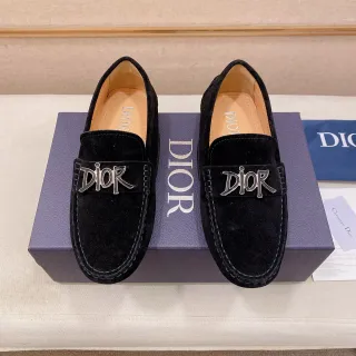 Dior Logo Loafer Black Silver Suede Metallic Plaque Loafer