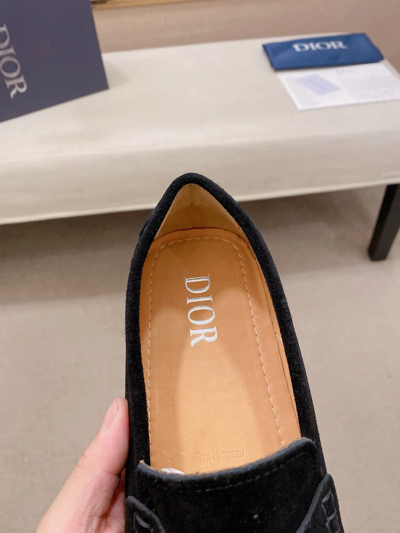 Dior Logo Loafer Black Silver Suede Metallic Plaque Loafer 7
