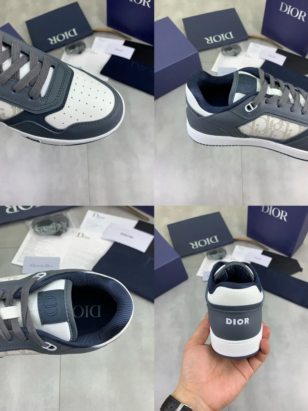 Dior Navy White Low-Top Mixed-Material Lifestyle Sneakers 2