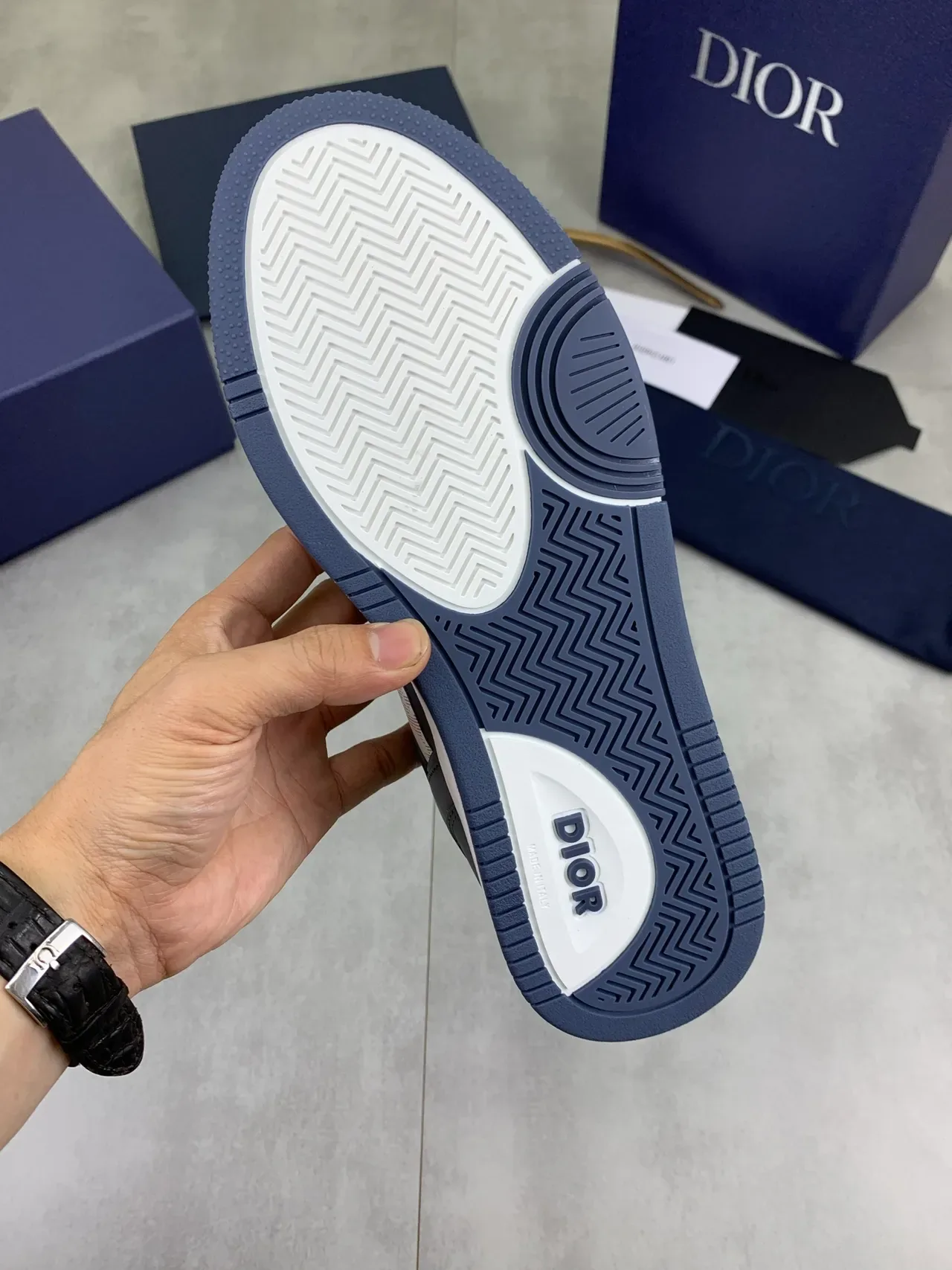 Dior Navy White Low-Top Mixed-Material Lifestyle Sneakers 3
