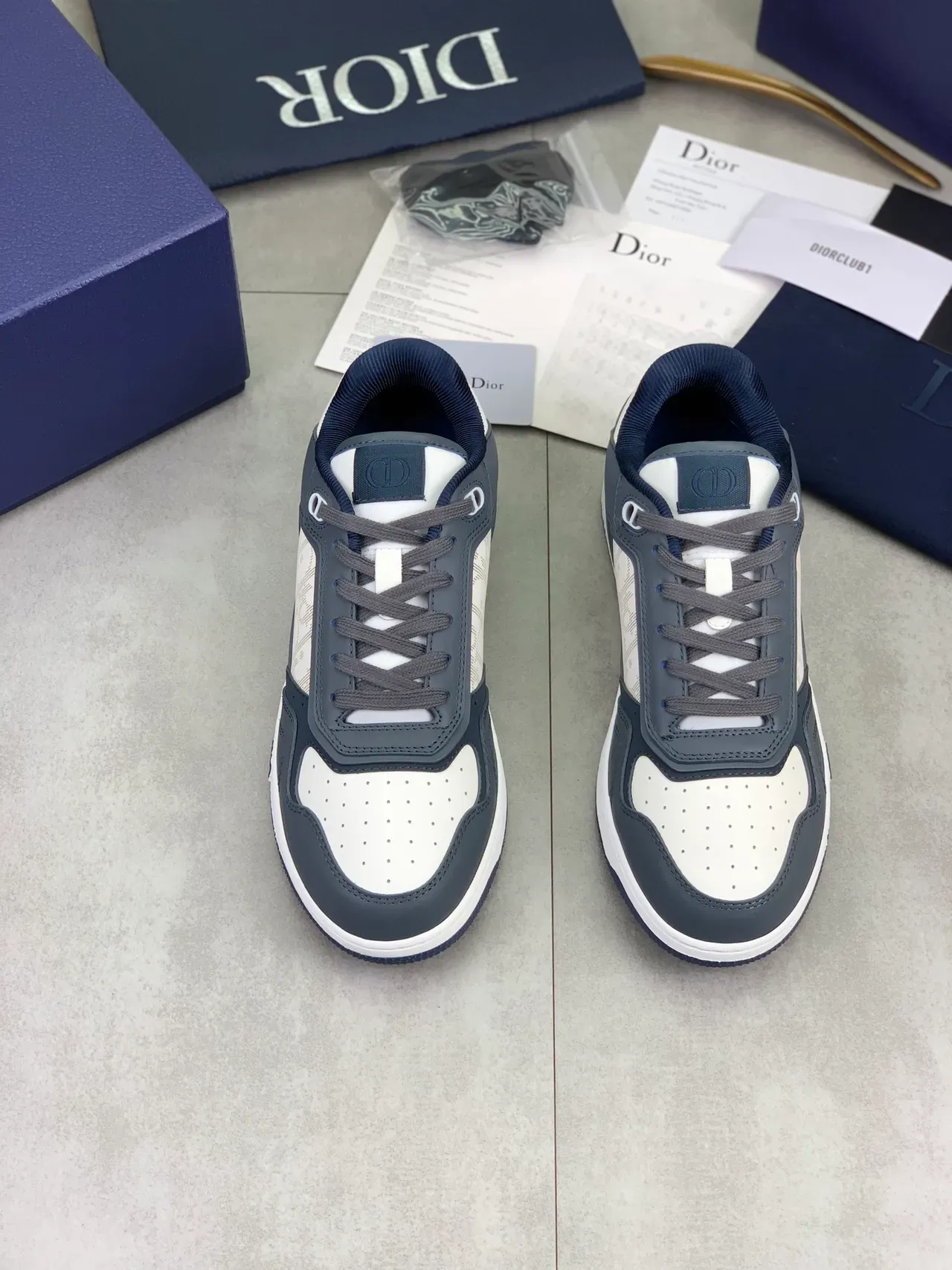Dior Navy White Low-Top Mixed-Material Lifestyle Sneakers 4