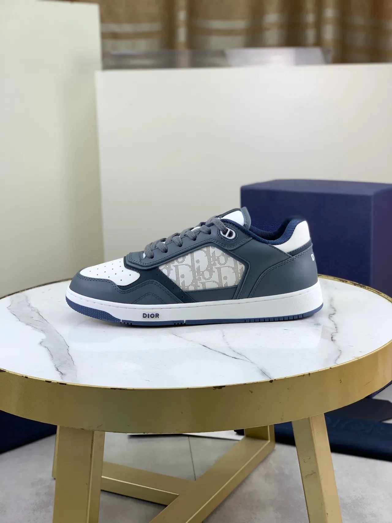 Dior Navy White Low-Top Mixed-Material Lifestyle Sneakers 5